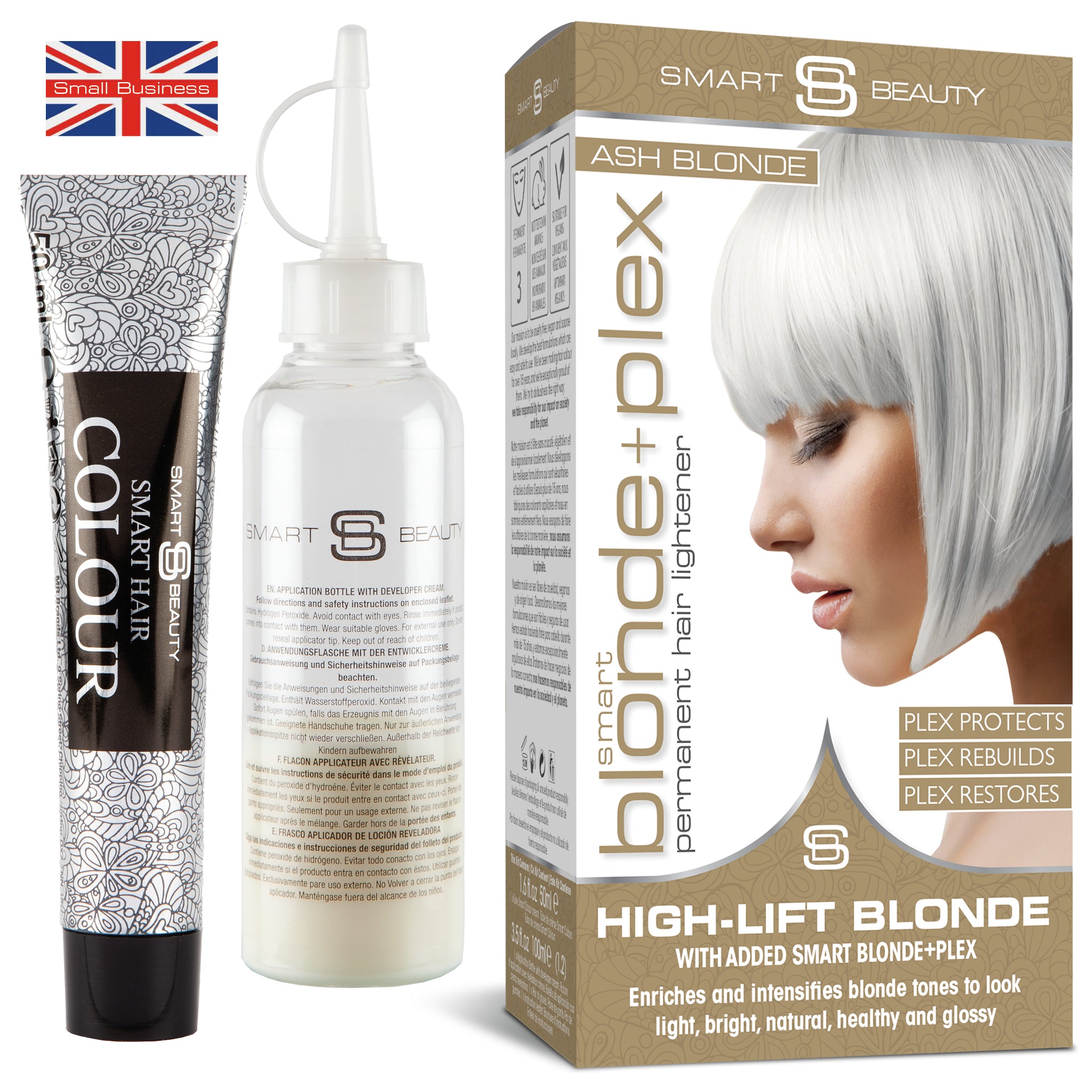Aschblond Haarfarbe mit Plex Haarpflege-Spülung, Permanente Haarfarbe