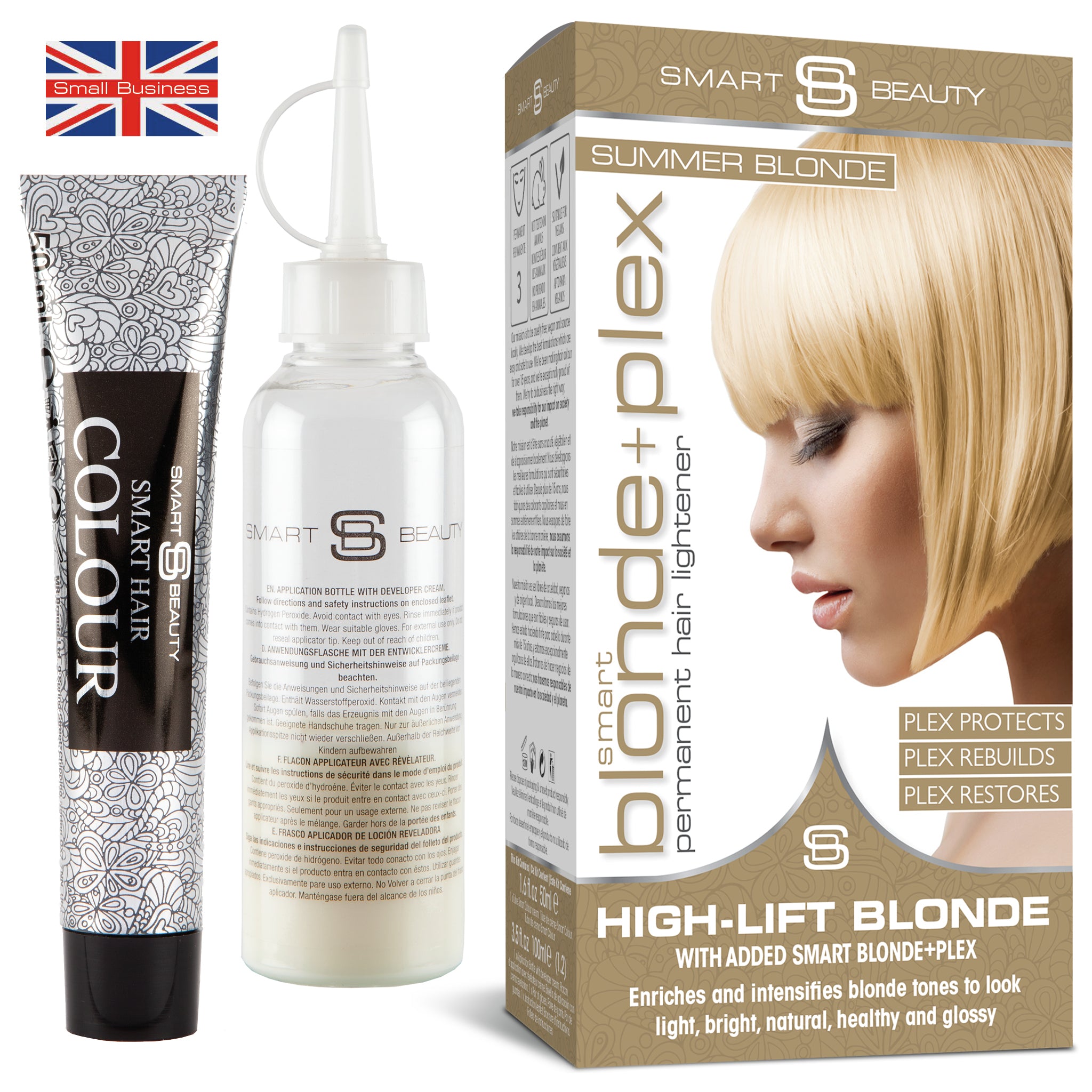Sommerblond Haarfarbe mit zusätzlich Plex Haarpflege-Conditioner, Permanente Haarfarbe