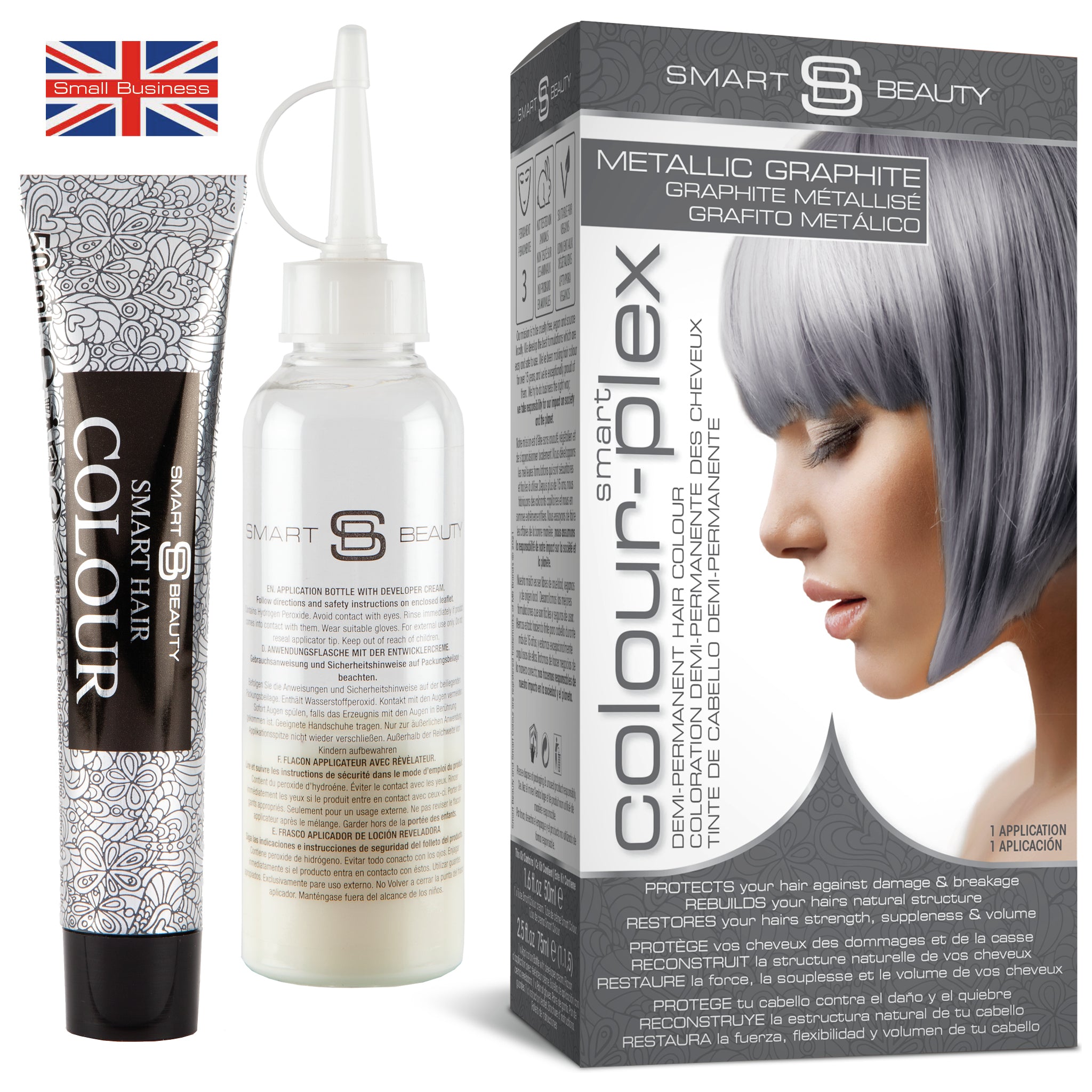 Graphitgraue Haarfarbe mit zusätzlichem Plex Haarpflege-Conditioner, Permanente Haarfarbe