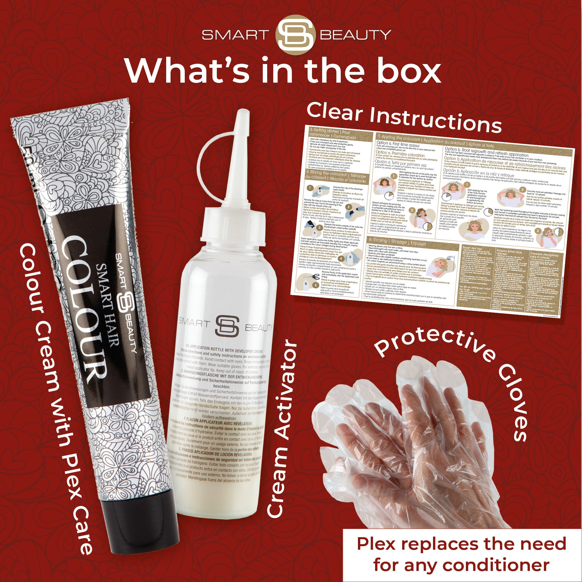 Hollywood Rot Haarfarbe mit Plex Haarpflege-Conditioner, Permanente Haarfarbe