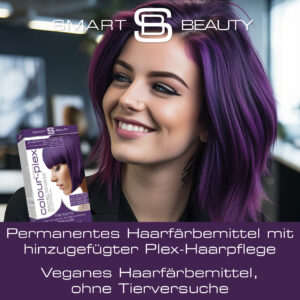 Smart Beauty Amethyst Lila permanentes Haarfärbemittel mit Plex Anti-Haarbruch Technologie, die schützt, wieder aufbaut und die Haarstruktur erneuert, permanente Haarfarbe, dunkelrotes Haarfärbemittel, vegan, ohne PPD, ohne Tierversuche